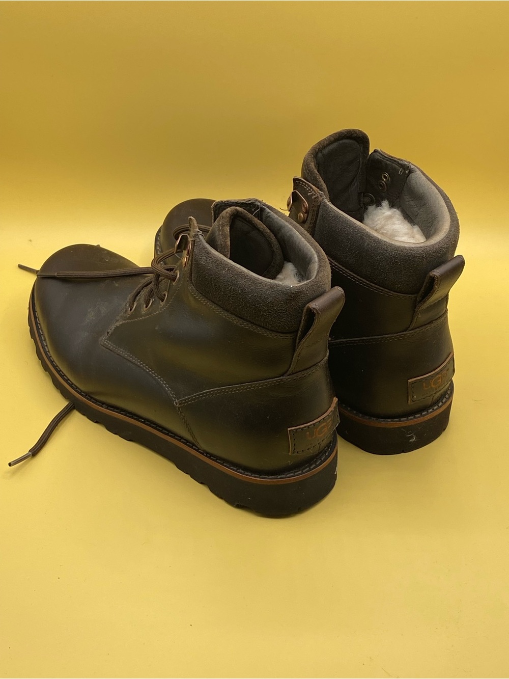 UGG Men's Dark Brown Leather Ankle Boots - Picture 3 of 4